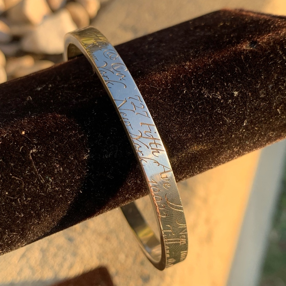 Tiffany & Co. Engraved Silver Bangle Bracelet